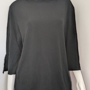 Black 3/4 Sleeve Top with Wide Neckline